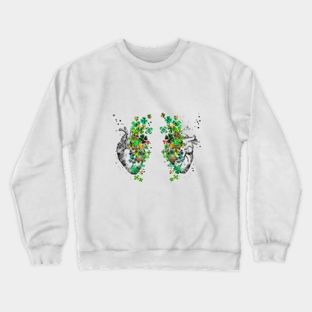 Heart anatomy, heart with four-leaf clovers Crewneck Sweatshirt by RosaliArt